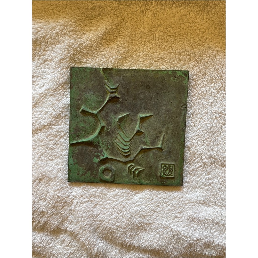 Cosanti Patina Green Decorative Metal Tile Wall Art Signed Collector Soleri